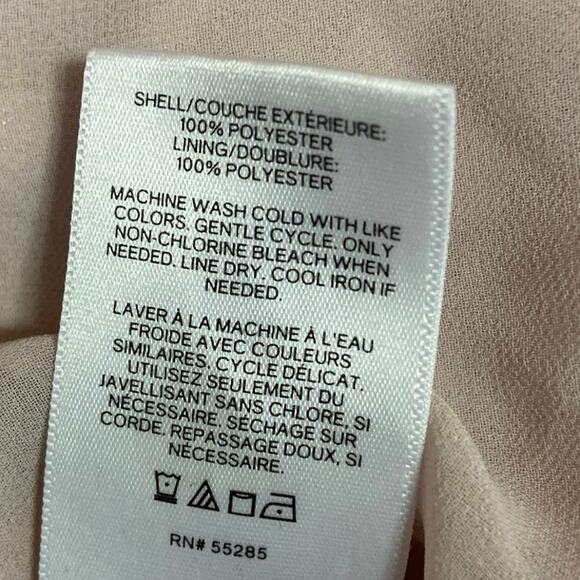 Express Pink Floral Cinched Waist Flutter Sleeve Keyhole Back Peplum Blouse Sz M - Picture 6 of 6